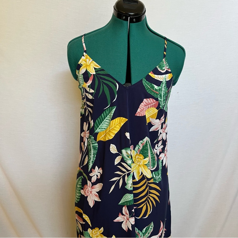 Old Navy Tropical Floral Leaf Print Spaghetti Strap Dress